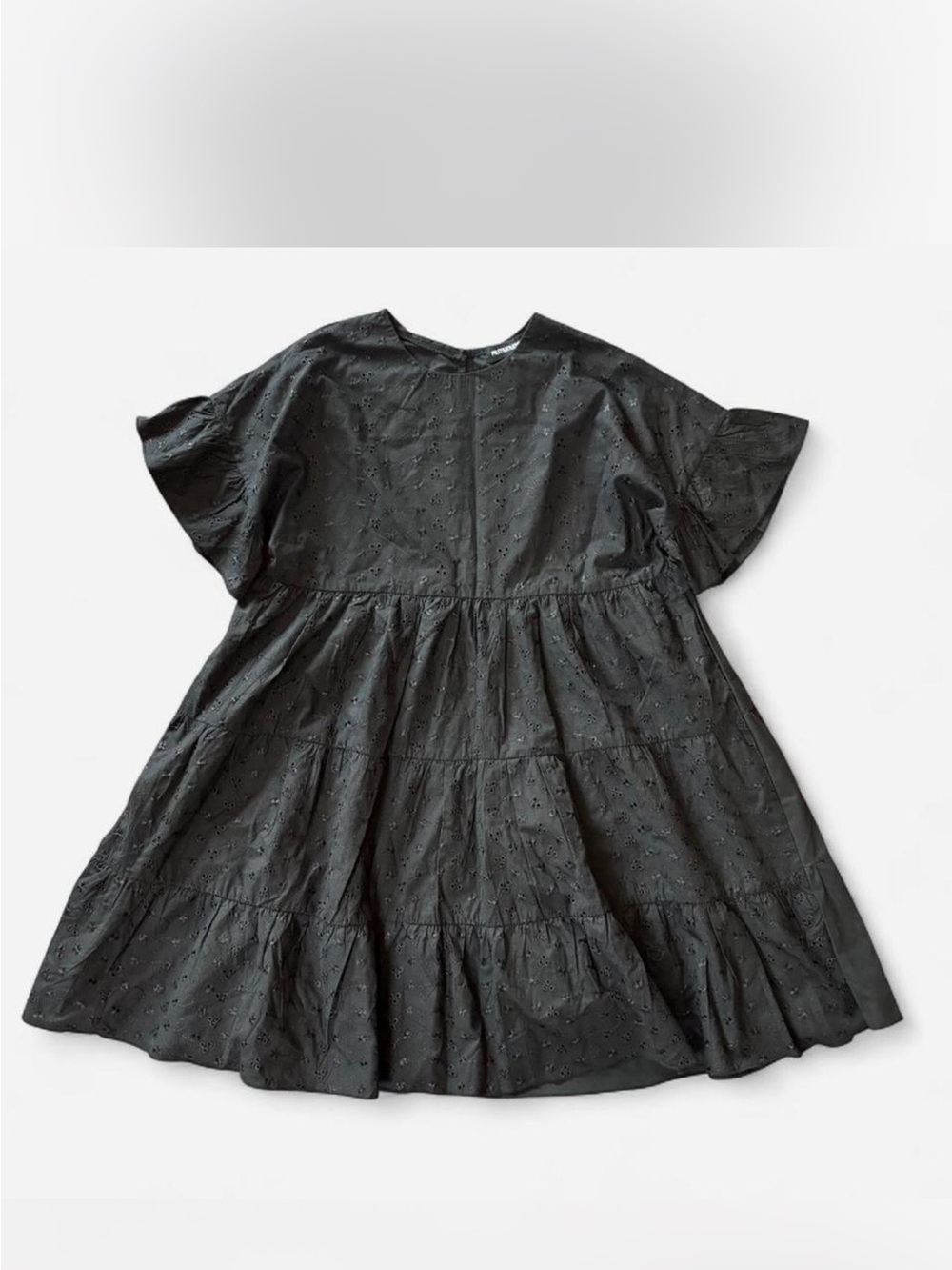 Black Eyelet Tiered Dress size 8 medium prettylittlething cottage core dress